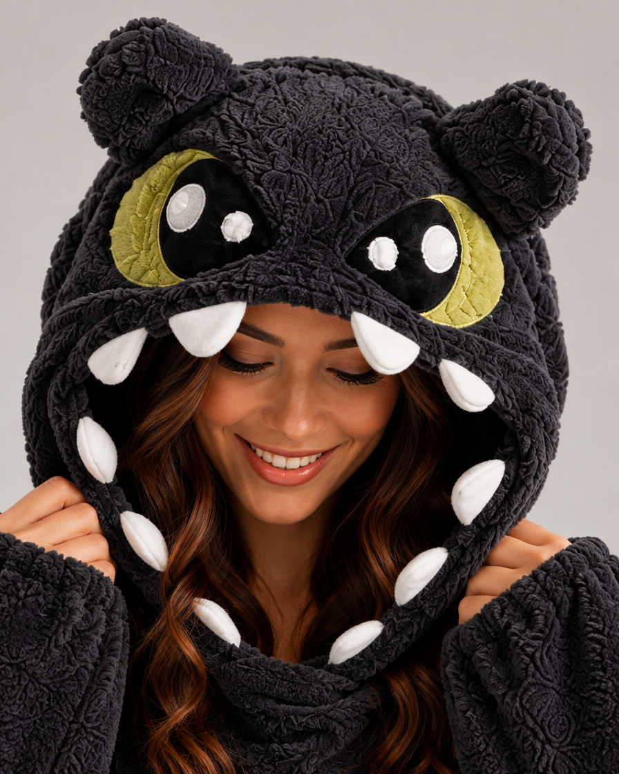 Nightscale Dragon onesie - hood detail close-up